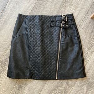 Faux Black Leather Skirt